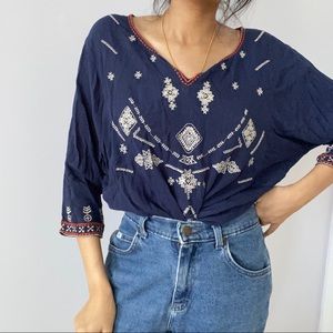 Embroidered esley tunic navy blue